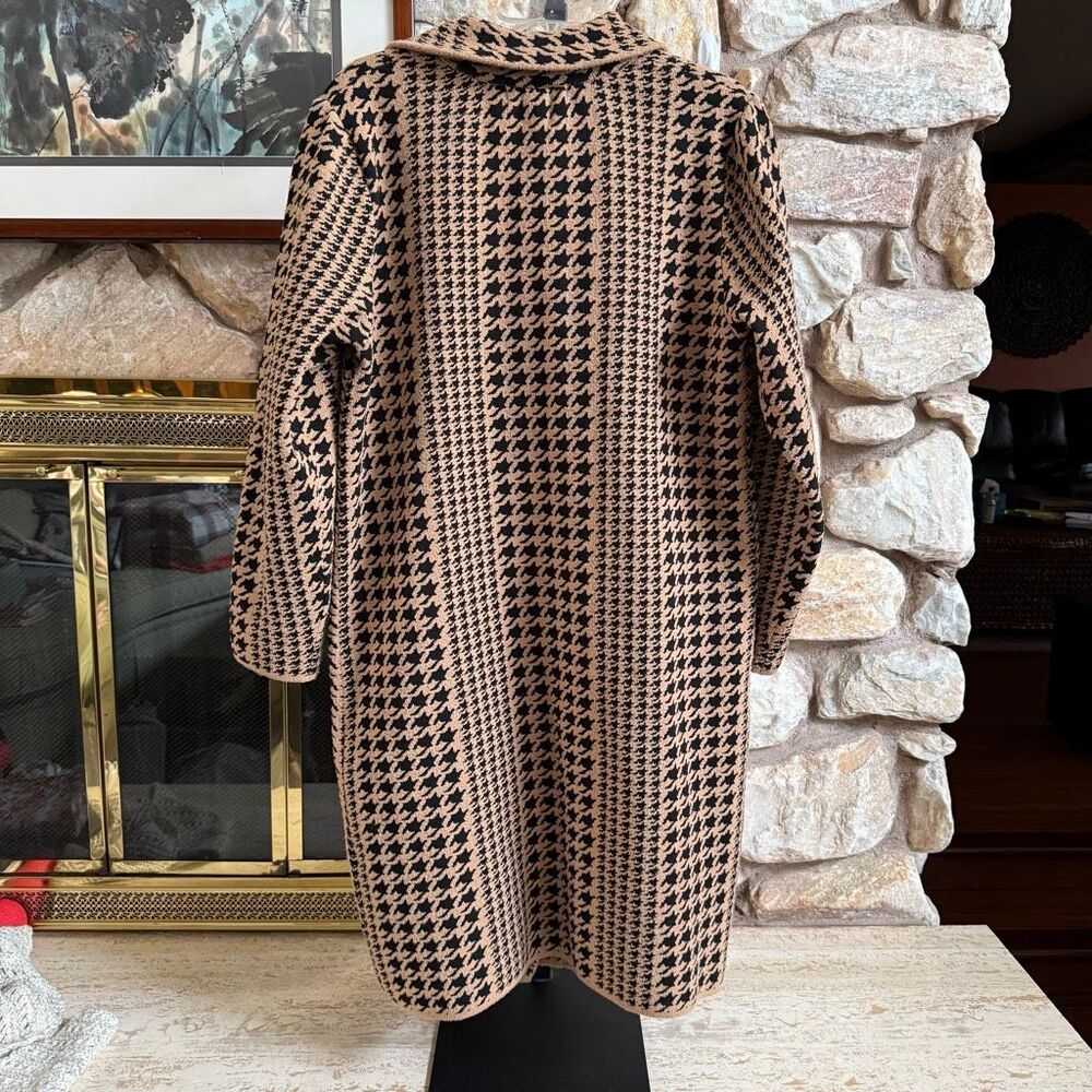 Houndstooth sweater coat *small flaw* Classic heritage chic cozy girl academic - Picture 6 of 13